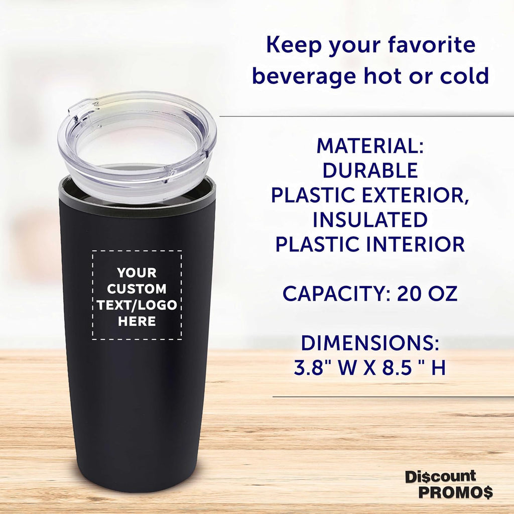 Custom Plastic Tumblers 20 oz Set of 6/12/24 Personalized Bulk Pack with Lids, Ice Coffee Tumbler, To Go Cup