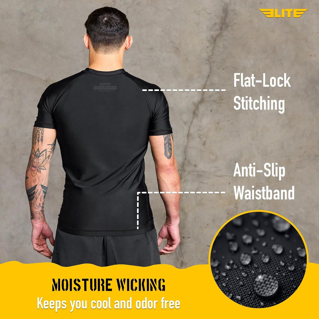 Jiu Jitsu BJJ Rash Guards, Men’s BJJ, No GI, MMA Ranked Short Sleeve Compression Base Layer Rash Guard