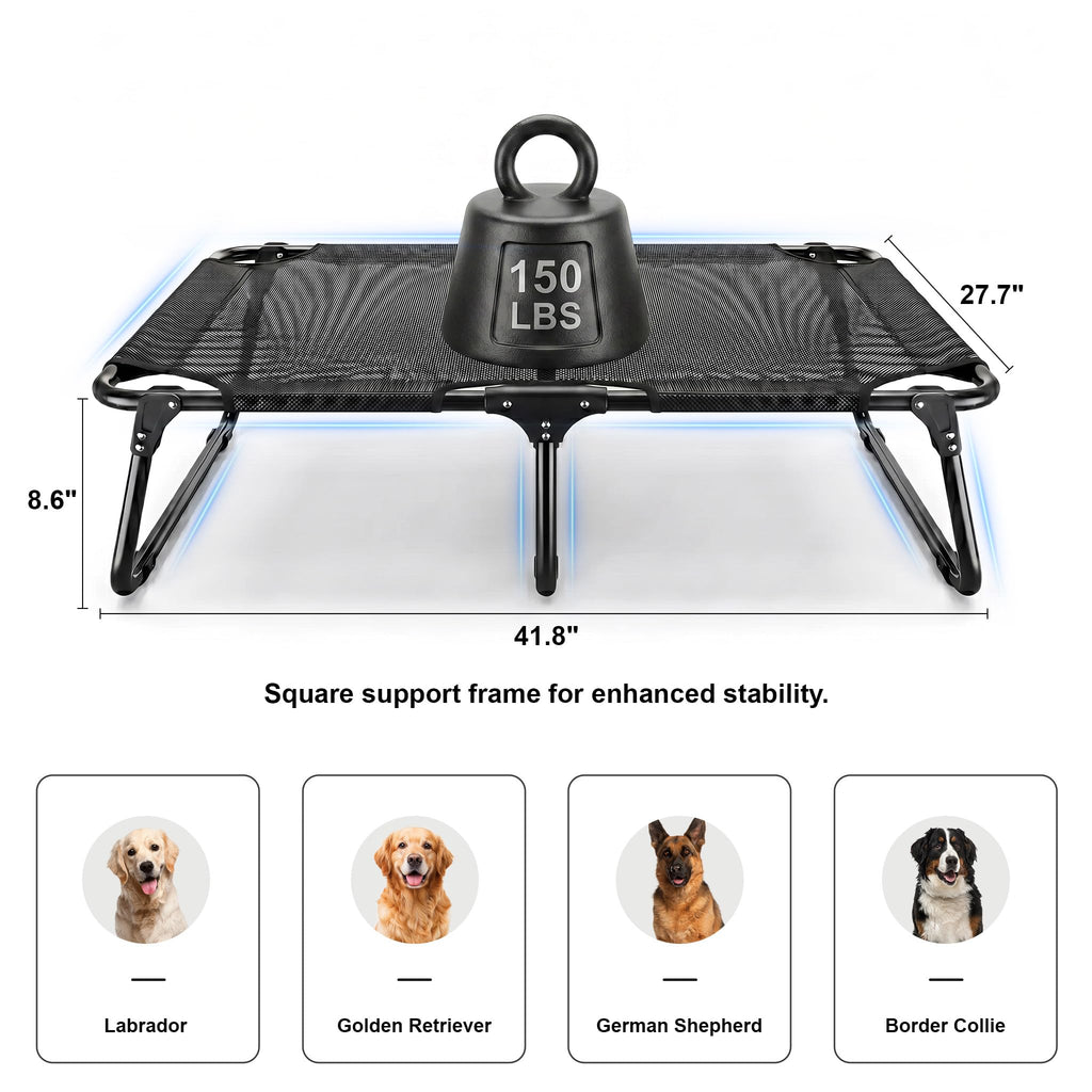 Foldable Outdoor Elevated Dog Cot Bed with Handle
