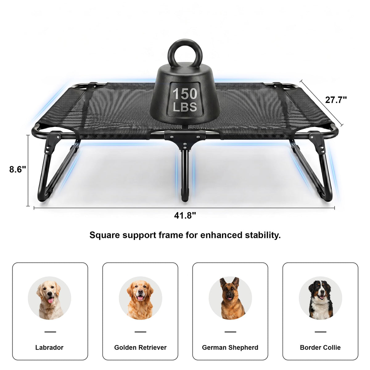 Foldable Outdoor Elevated Dog Cot Bed with Handle