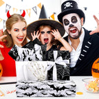 90 Sheets Halloween Tissue Paper Bulks 14 x 20inch Black White Pumpkin Cobweb Bat Gift Wrapping Paper Scary Horror