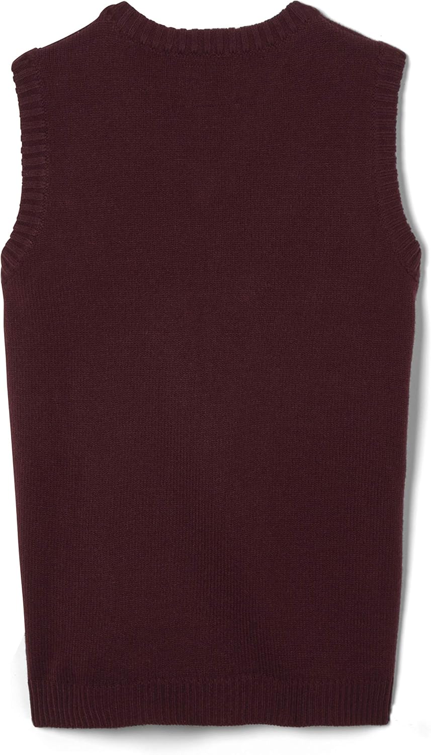 Boys' V-Neck Sweater Vest, Burgundy, M (8)