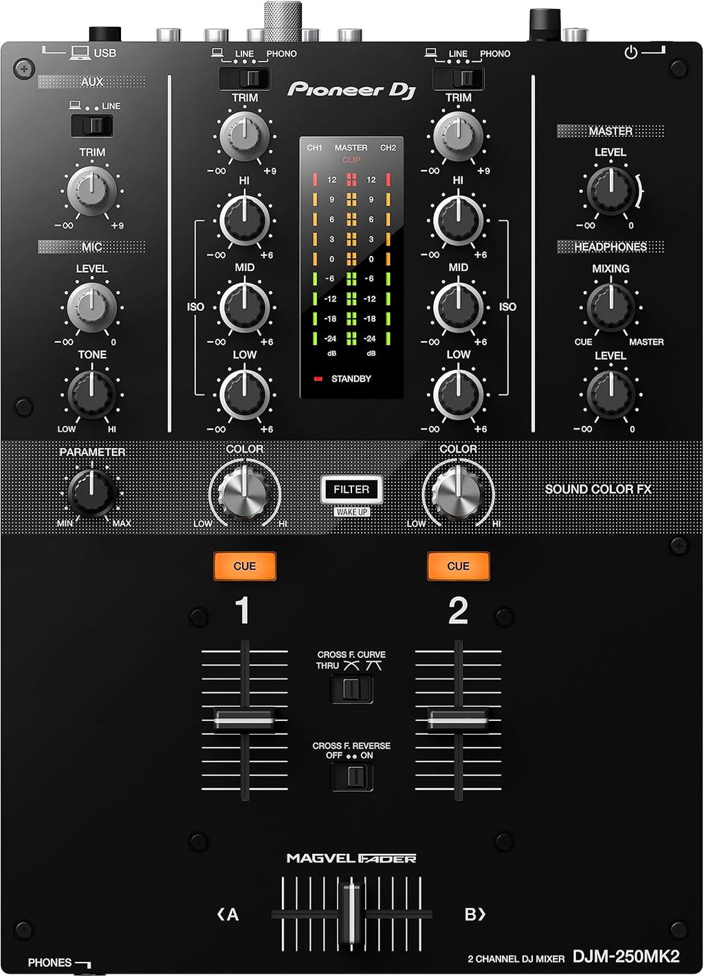 DJM-250MK2 2-Channel DJ Mixer,Black | For DJs moving to separates, 2-channel club-style mixer, free rekordbox DVS