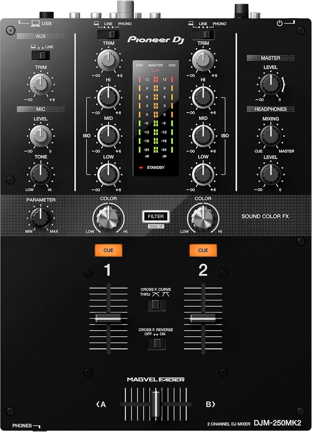DJM-250MK2 2-Channel DJ Mixer,Black | For DJs moving to separates, 2-channel club-style mixer, free rekordbox DVS