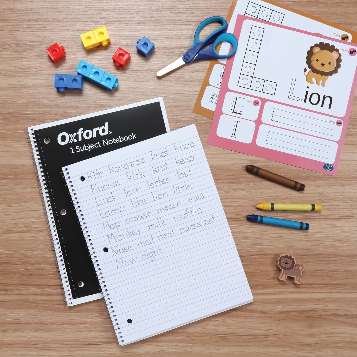 Oxford Primary Ruled Spiral Notebooks, Writing/Drawing Practice for Kids, Grades Pre-K, K-2, 70 Sheets, 8 x 10.5
