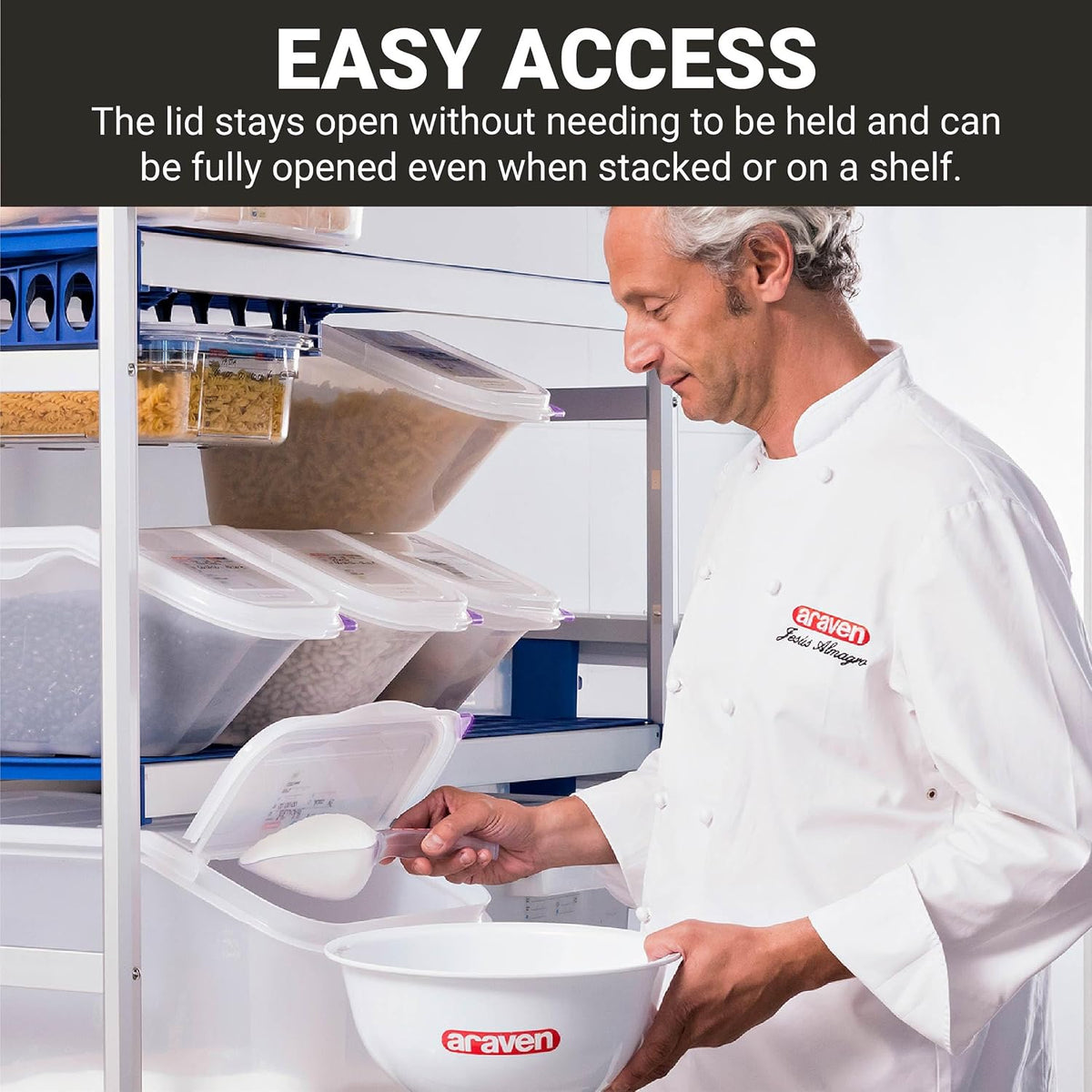 Ingredient Bin, Storage Container for Large Quantity Ingredients, Use in Commercial or Home Kitchen, 3.6 Gallons, 6