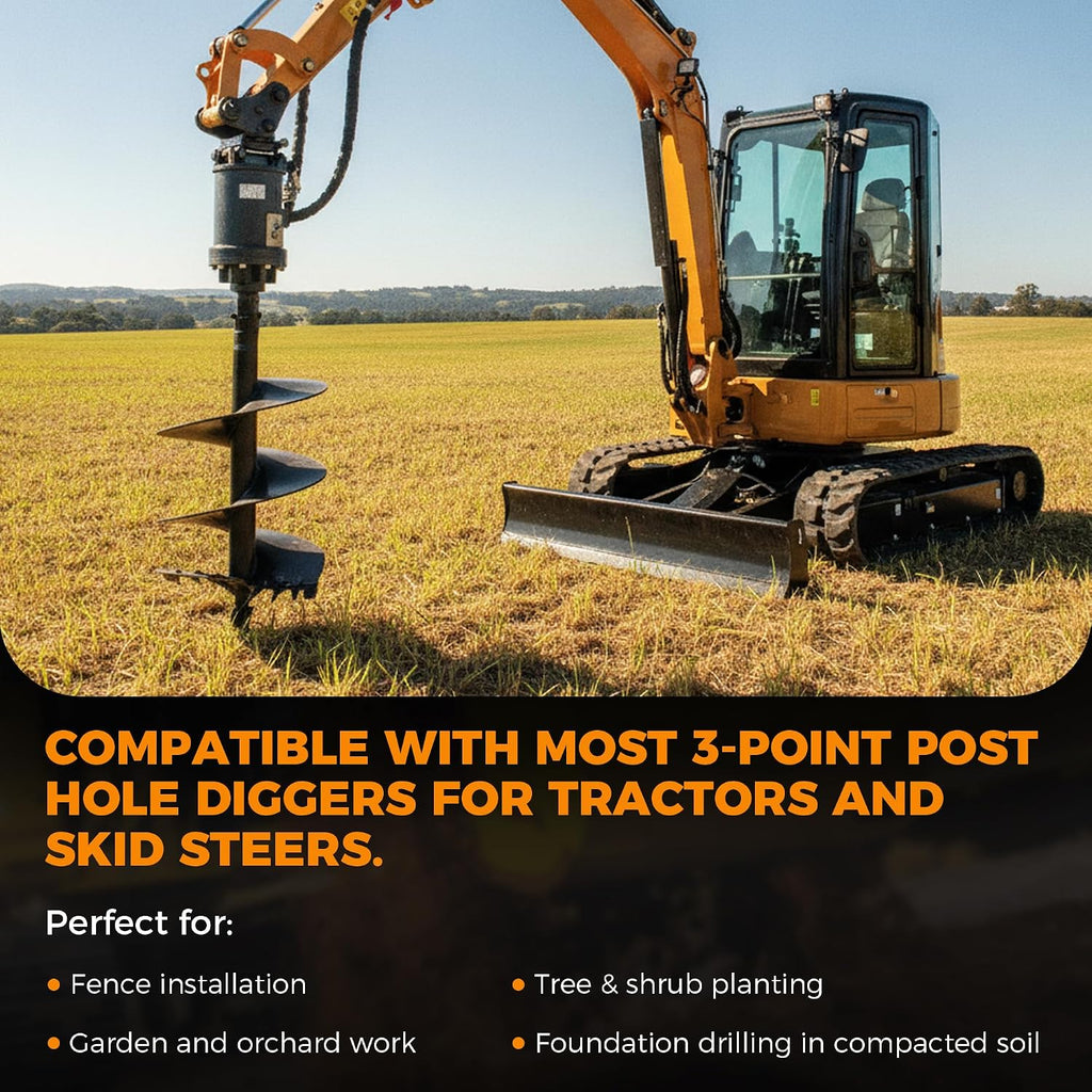 BDI Wear Part 3 Point Auger Cutting Edge, Hole Replacement Auger Teeth with Hardware for Most Heavy Duty 3 Point Post