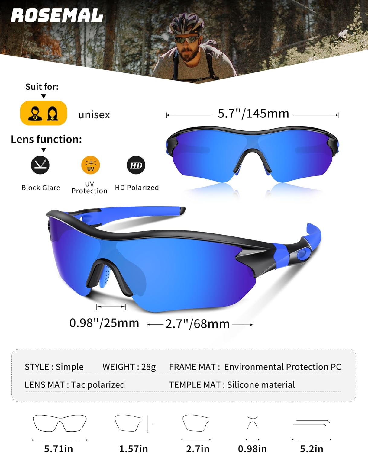 Sunglasses Men Polarized Sports glasses UV400 Protection TR90
