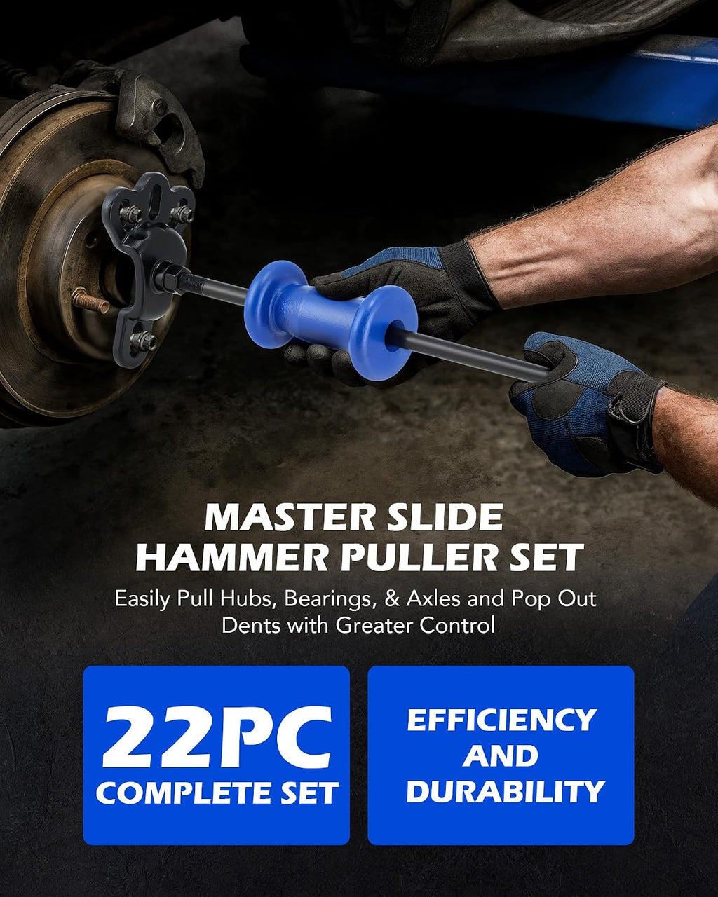 OMT 22pc Slide Hammer Puller Set, Axle Bearing Hub & Seal Remover Kit