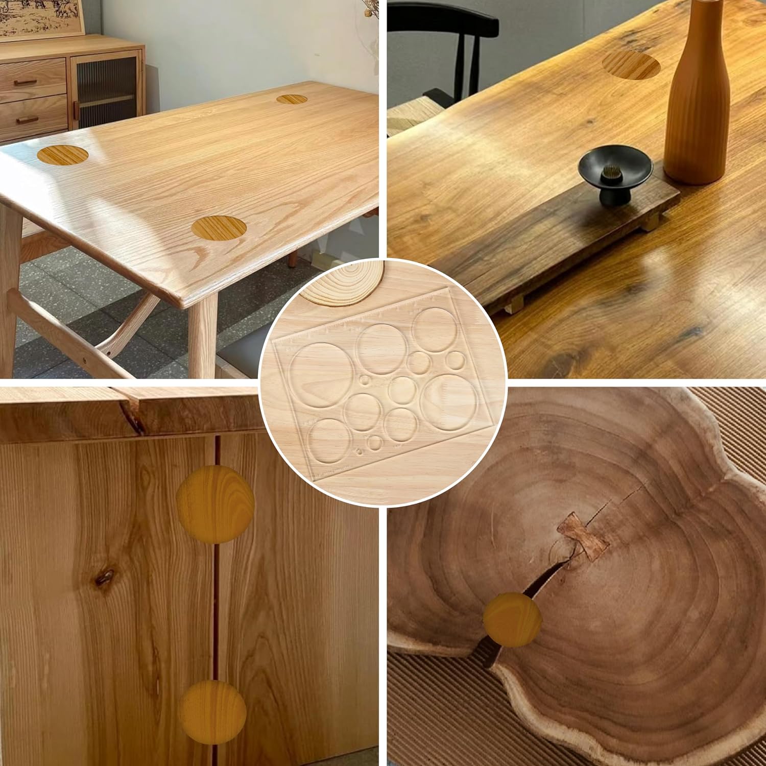 Router Templates for Woodworking,Router Jig Circle Inlay Templates Decorative,13-in-1 Router Templates(10 * 7.8 inches)