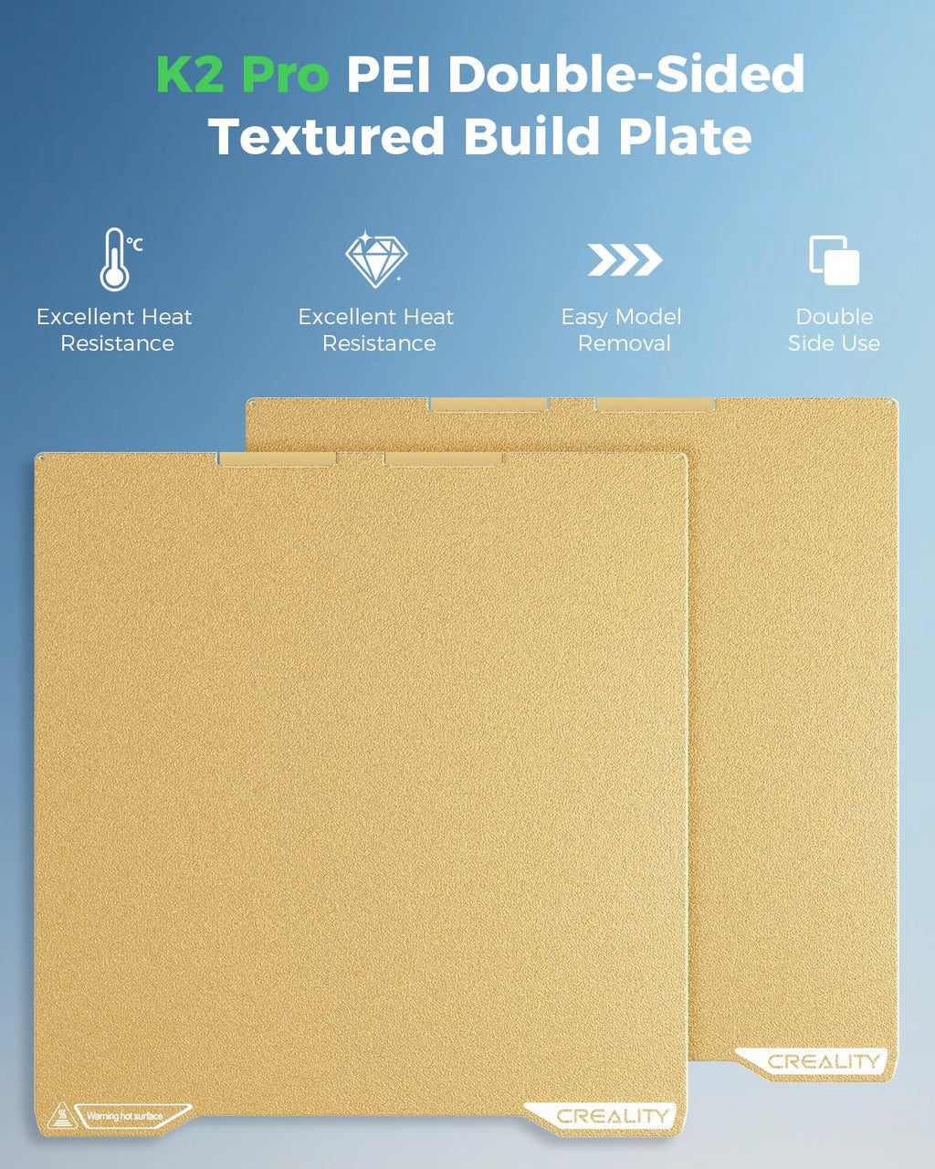 Official K2 Pro Build Plate, 310x325mm Textured PEI Sheet, Double Sided Magnetic Flexible Removable Spring Steel