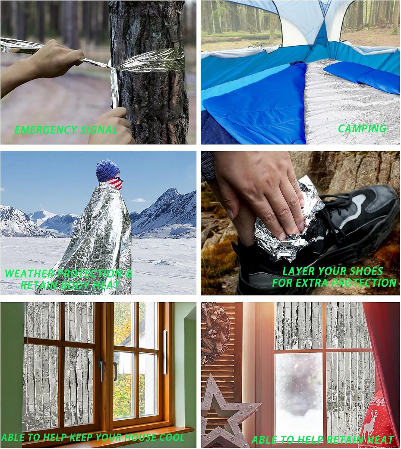Emergency Foil Thermal Blanket shelter Survival Reflective Blankets | (Pack of 25) 210 x 160 cm (82" x 63") Perfect