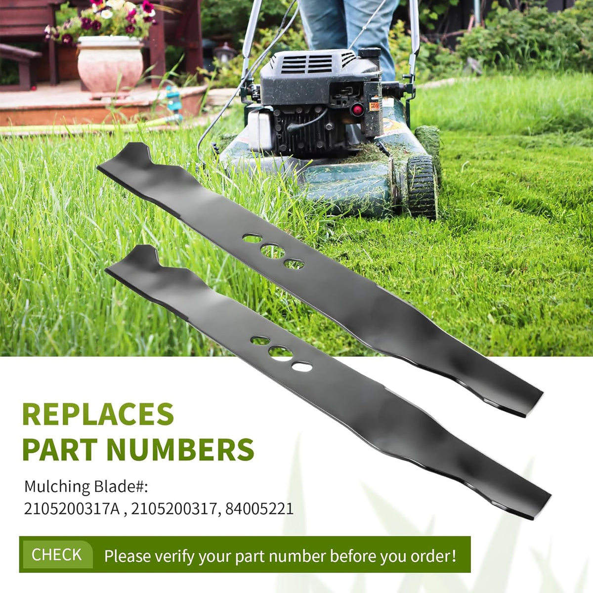 Replacement 2105200317A 21" Mower Blades, Compatible with HyperTough Murray Blackmax MNA 152901 MNA 152903 MNA152905