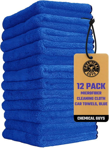 Professional Microfiber Towels, 16 x 16 in, Blue, 12 Pack | Ultra-soft, scratch-free towels to buff wax, dry panels