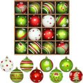 16 Christmas Tree Balls Ornaments Decoration 2.36'', Sparkly Red and Green | Pre-Strung/Shatterproof Christmas Indoor