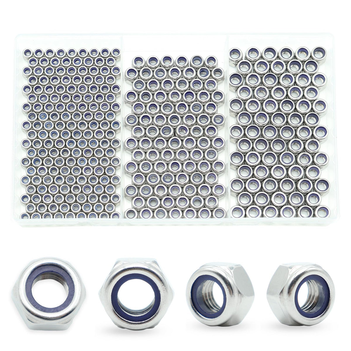 300 Pcs M3 M4 M5 Lock Nuts Kit, 304 Stainless Steel Hardware Nuts