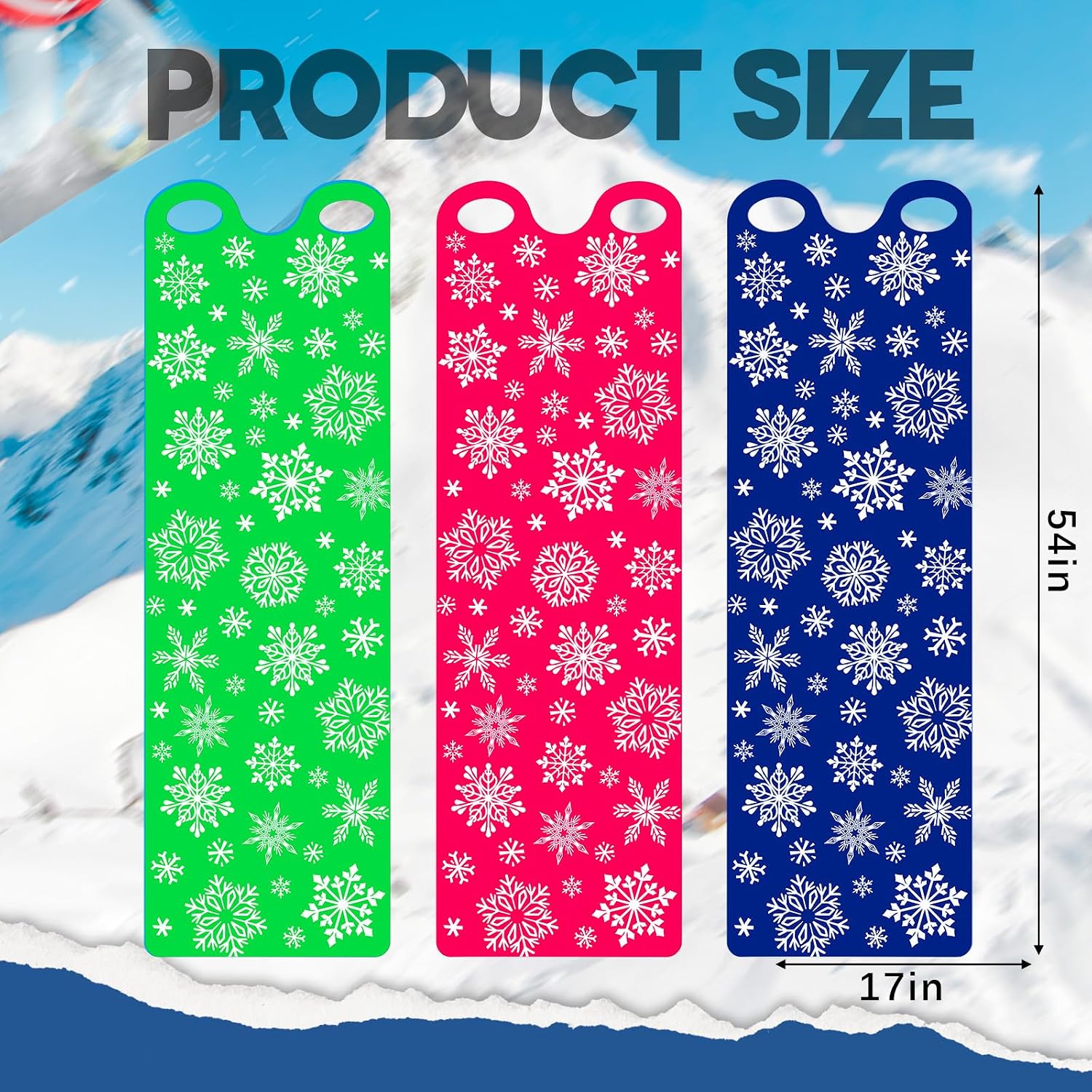 54" Large Snow Sled for Adults Flexible Flying Carpet Snowflake Slider Mat Sledding Equipment Snow Lightweight Roll