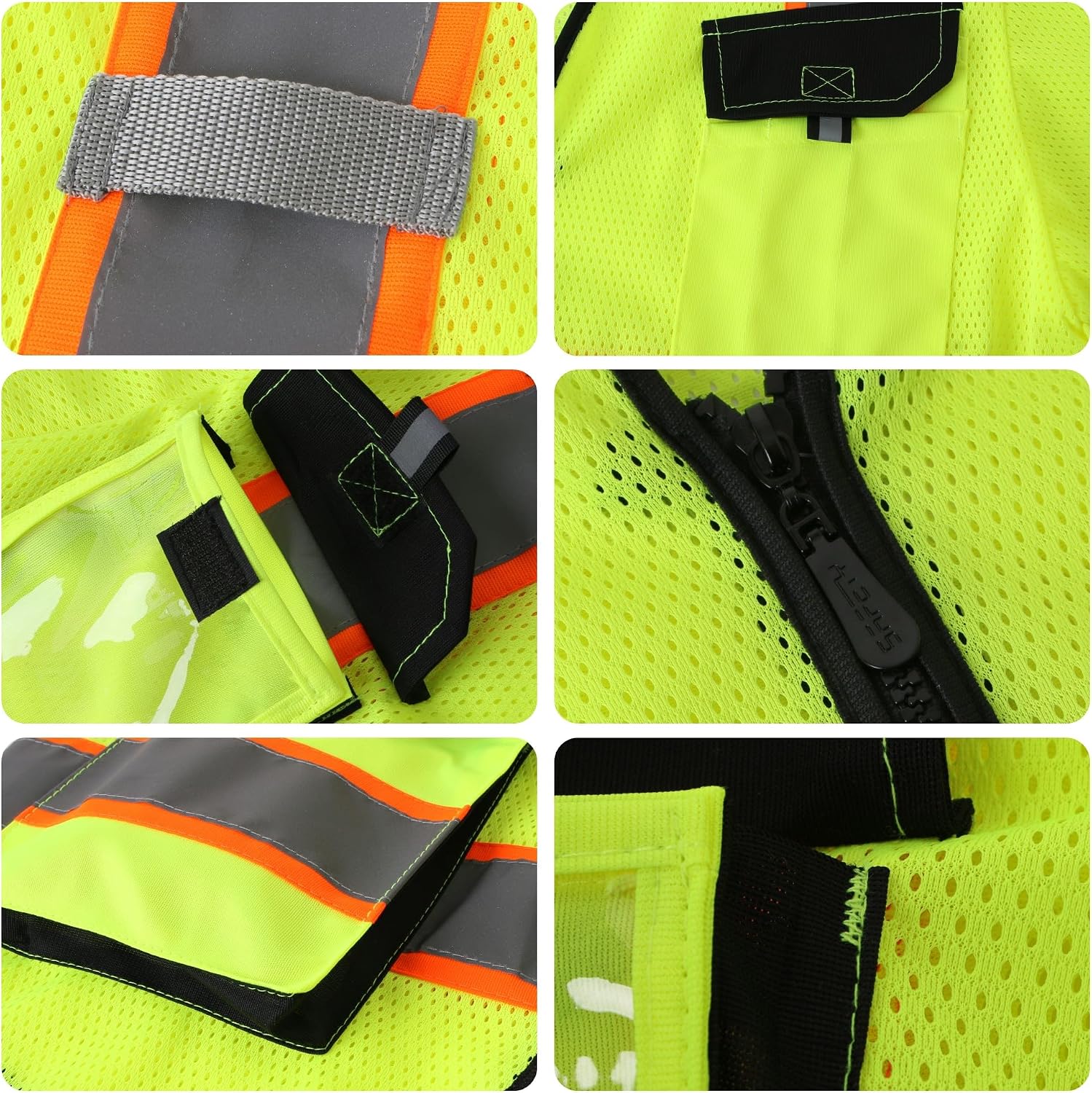 Safety Vest for Men Women Hi Vis with Pockets and Cushioned Collar Construction Vest Meet ANSI Standard (BX360)