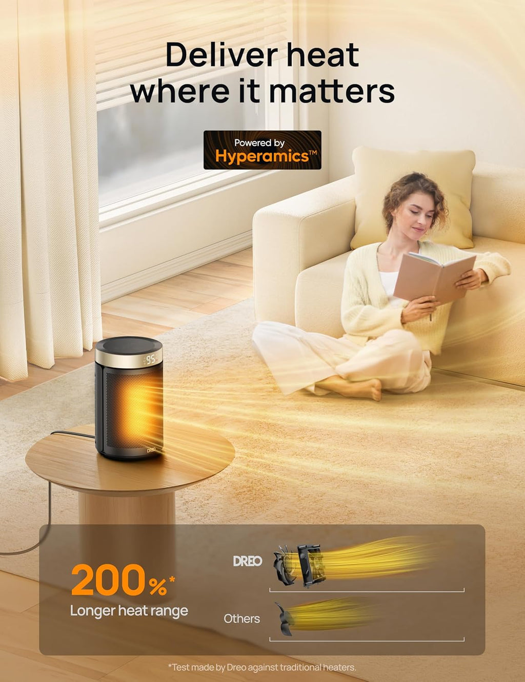 Space Heater, Portable Electric Heaters for Indoor Use with Thermostat | 2026 Upgraded, 34dB Quiet, 12H Timer, 5
