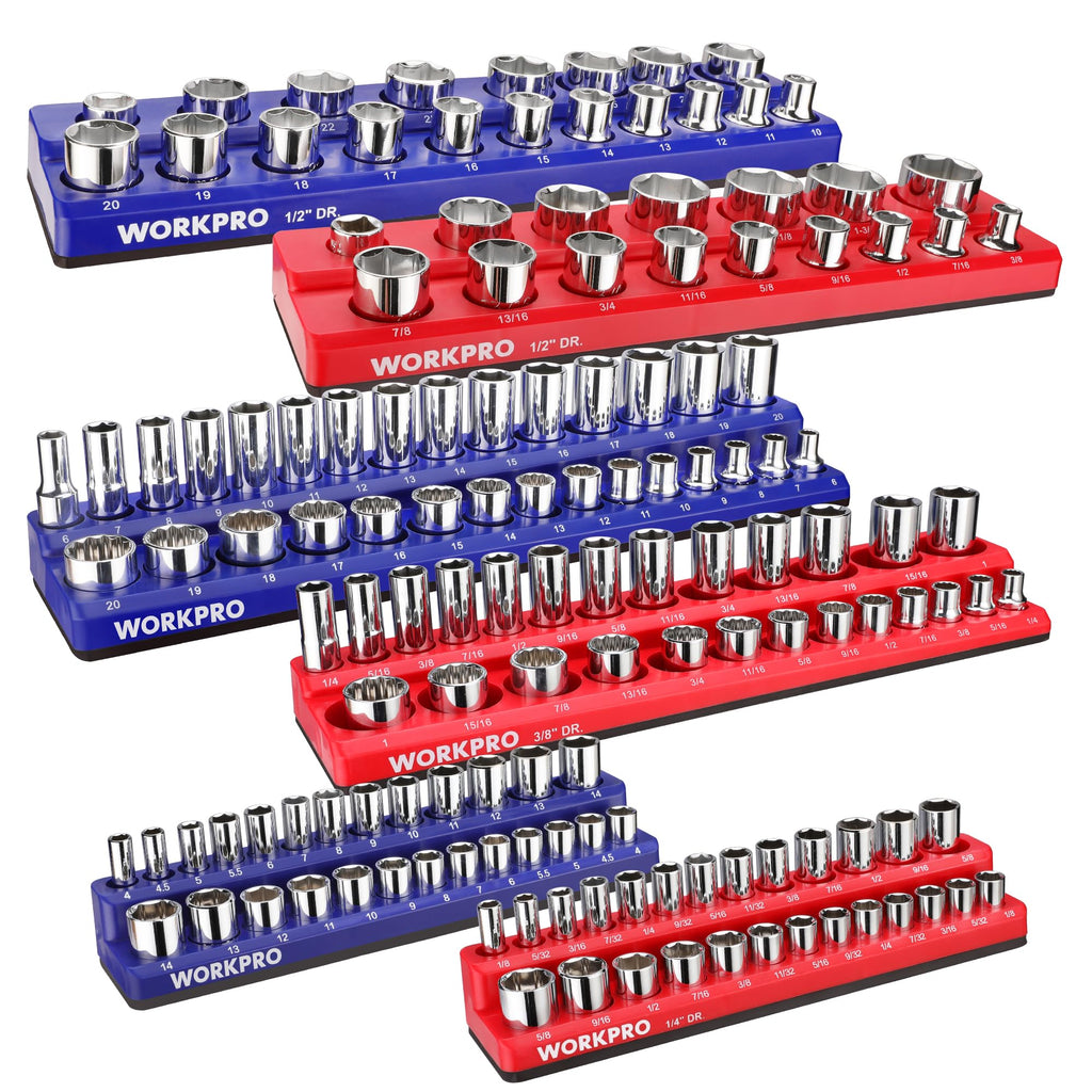 Magnetic Socket Organizer Set, 6-Piece Metric SAE Socket Holder Set