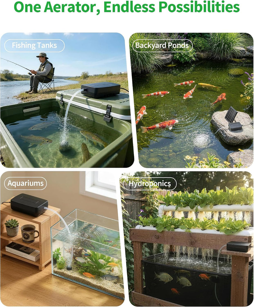 Solar Pond Aerator with Battery Backup, 3W Solar Air Pump for Pond 24/7 Oxygenation, 3 Working Modes & Low Noise for