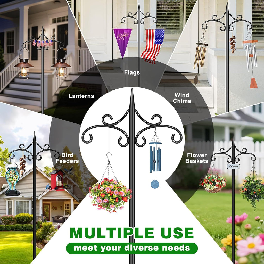 Double Shepherd Hook for Outdoor,72in Heavy Duty Bird Feeder Pole