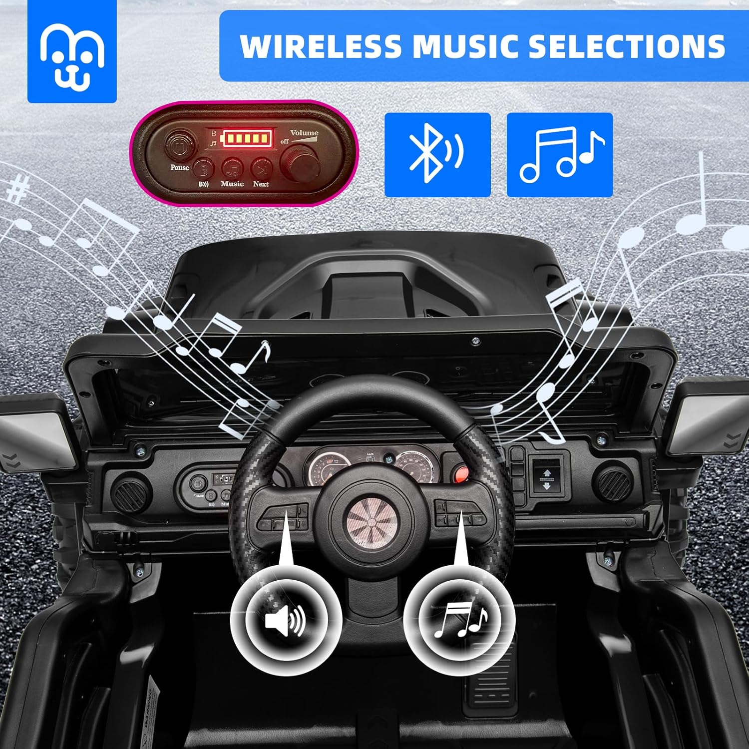 24V Kids Electric Ride on Truck Car with Remote Control, Twin 55W Motors 4MPH Max Speed, Bluetooth Music Player, 4