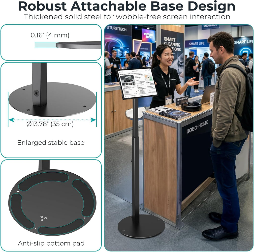 Anti-Theft iPad Kiosk Stand, Adjustable Tablet Floor Stand for POS Checkout | Security Display Mount for Business