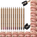 12-Color Matte Lip Liner Set with Sharpener for Women