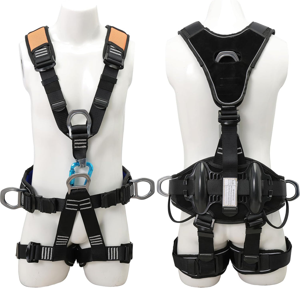 Fall Protection Safety Harness OSHA/ANSI Full Body Climbing Harness | 5-point adjustment, aluminum O-rings, 8 in.