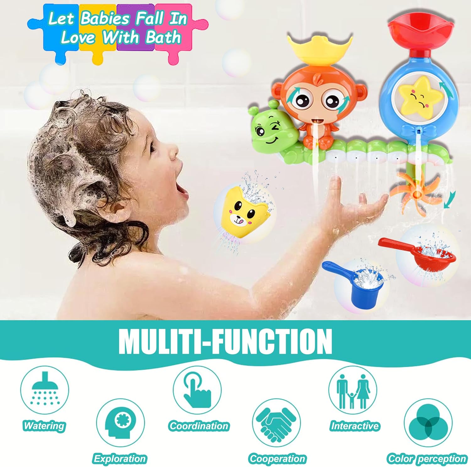 Bath Toys for Kids Ages 1-3 Toddler Bath Toys for Babies 1 2 3 Year Old Boys Girls Water Bathing Tub Toy for 12 18