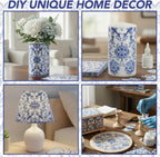 100 Pcs Blue Floral Napkins, 5 x 5 In Scalloped Cocktail Napkins