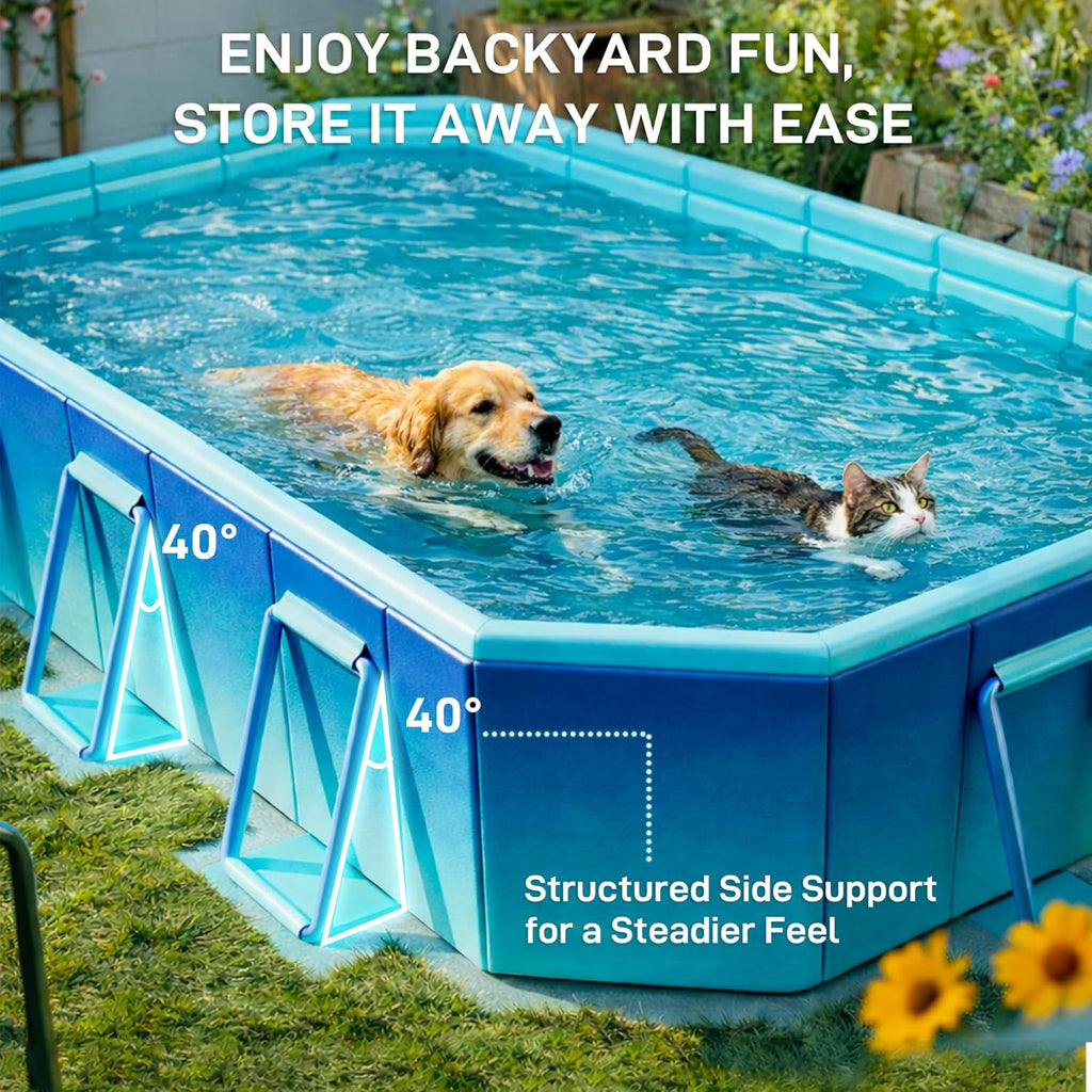 Foldable Pool, Non-Inflatable Swimming Pool for Adults & Family Use, Thickened Collapsible Folding Pool, Large