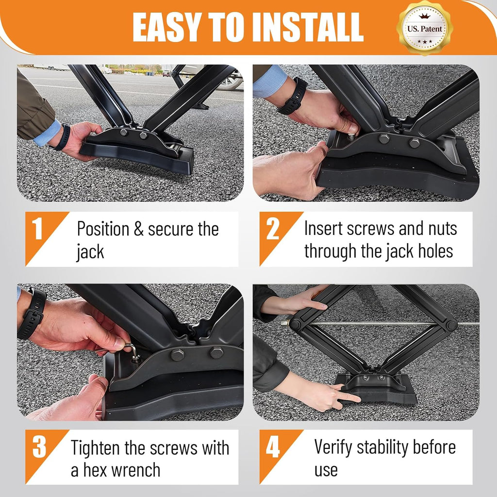 RV Stabilizer Jack Pads 4 Pack, Heavy Duty Solid Rubber Scissor Jack Leveling Blocks, RV Jack Foot Protection Pads