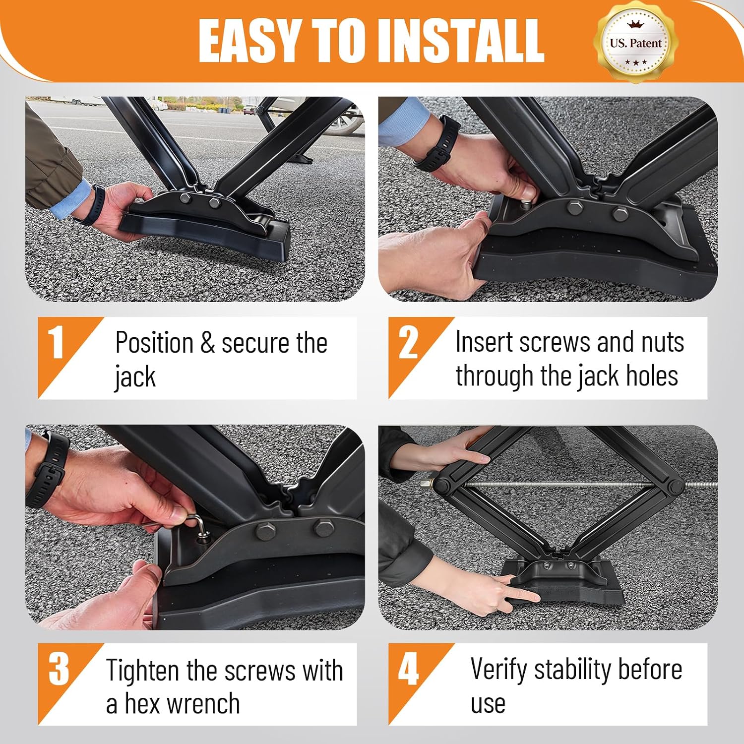 RV Stabilizer Jack Pads 4 Pack, Heavy Duty Solid Rubber Scissor Jack Leveling Blocks, RV Jack Foot Protection Pads