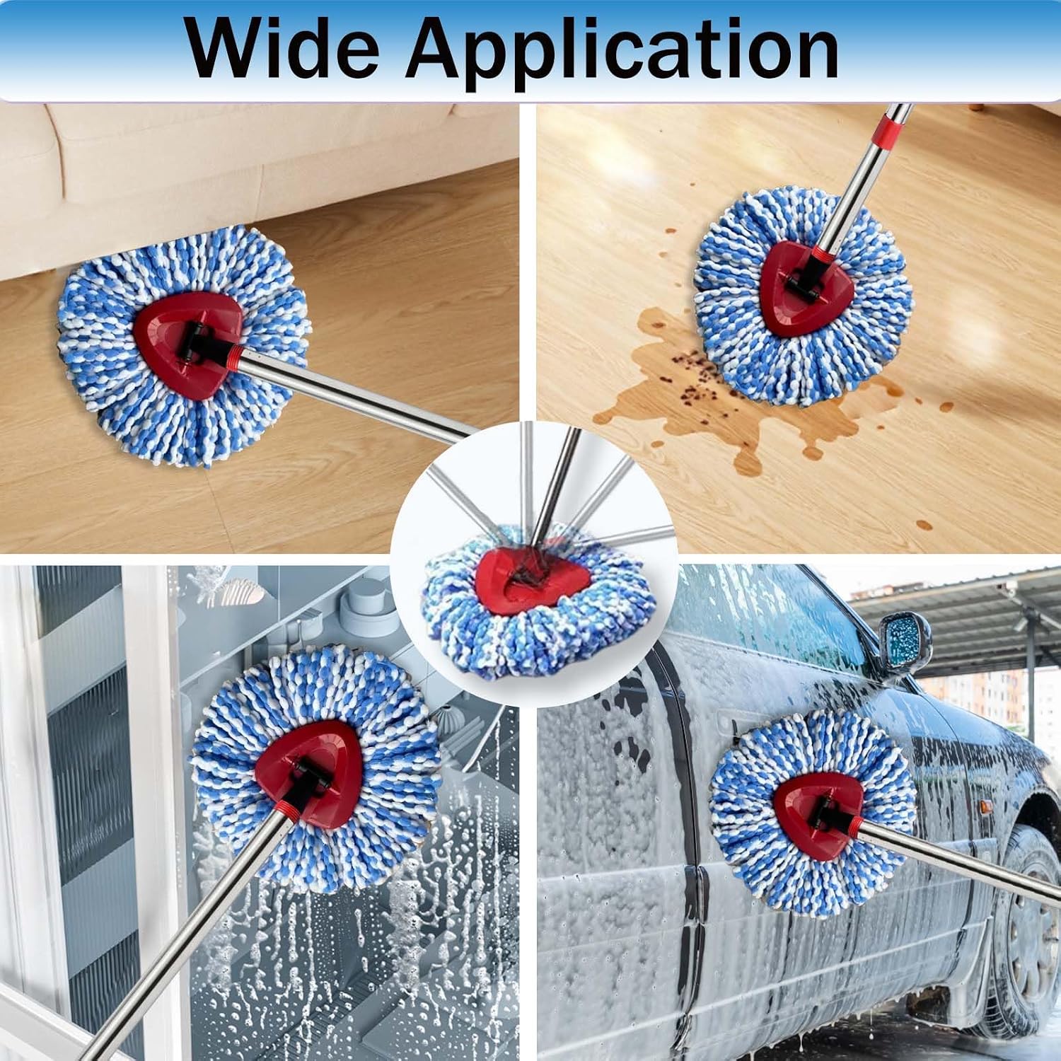 Spin Mop Replace Heads for O Cedar Rinse Clean 2 Tank System, Spin Mop Replacement Head 2 Microfiber Mop Refills, 1