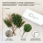 Christmas Faux Arrangement for Centerpieces - Pine Branches & White Berries