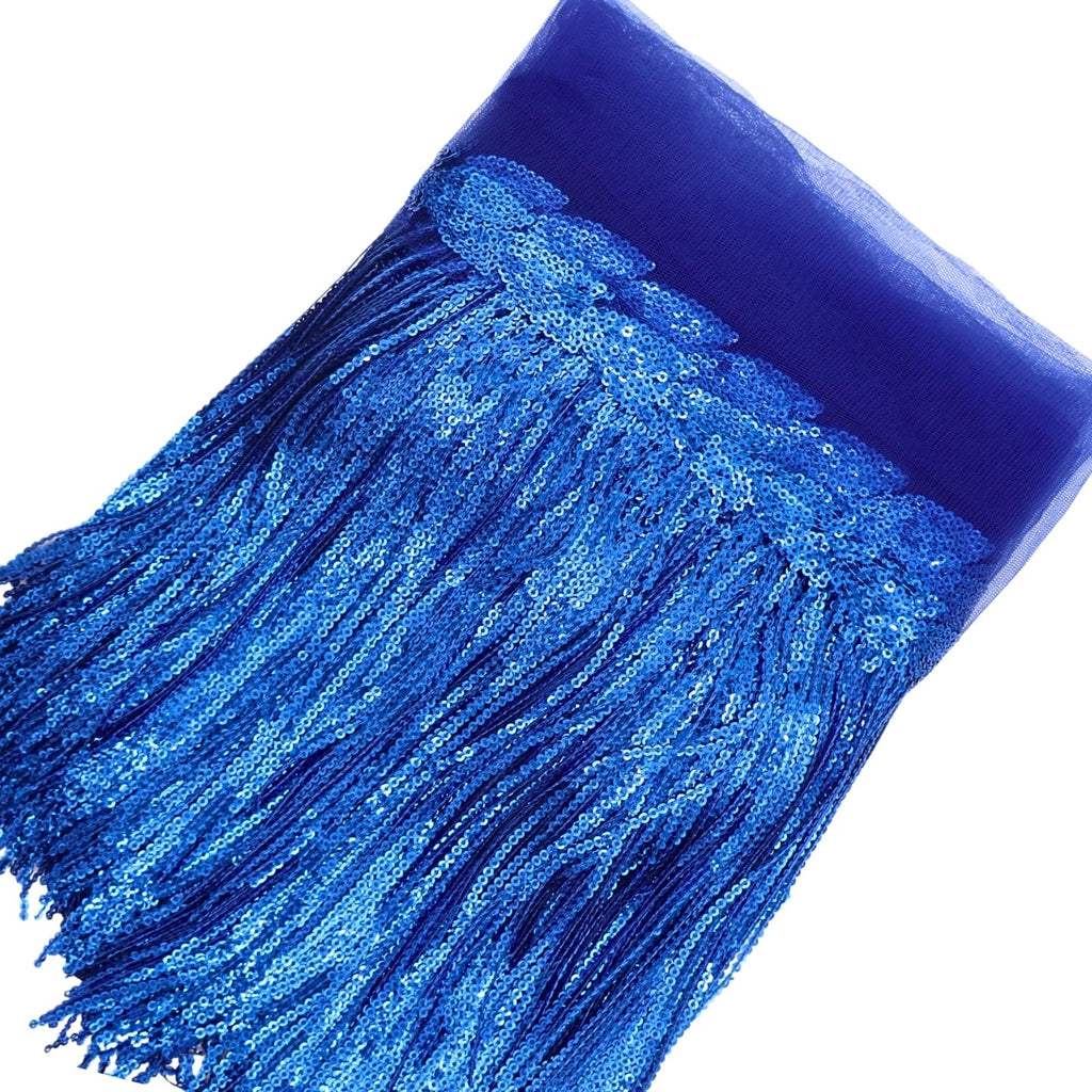 9.5 Yards Blue Fringe Trim Lace Sequin Fringe Ribbon