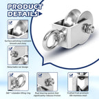 1 Pack 48mm U Groove Cable Pulley Wheel,304 Stainless Steel Swivel Pulley