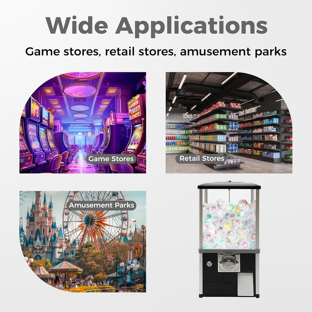 25-Cent Vending Machines, Coin Operated Commercial Large Capacity Gumball Machine Commercial Mini Dispenser Prize