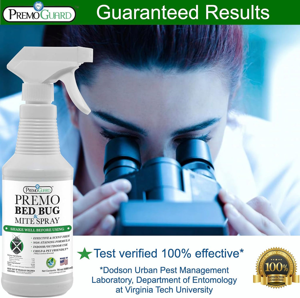 Bed Bug & Mite Killer Spray – University Tested 100% Kill Rate | Natural, Safe for Bedding, Furniture, Fabrics, and