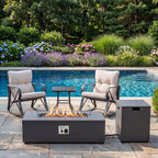 42" Rectangular Propane Fire Pit Table, Grey Wood Grain Iron Gas Fireplace