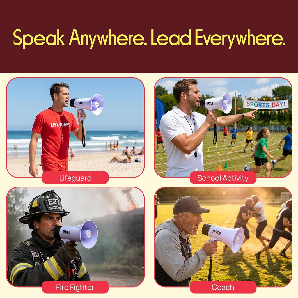 Rechargeable Bluetooth Bullhorn Megaphone with Voice Changer, Siren & USB-C Fast Charging, 1200-Yard Voice Range for