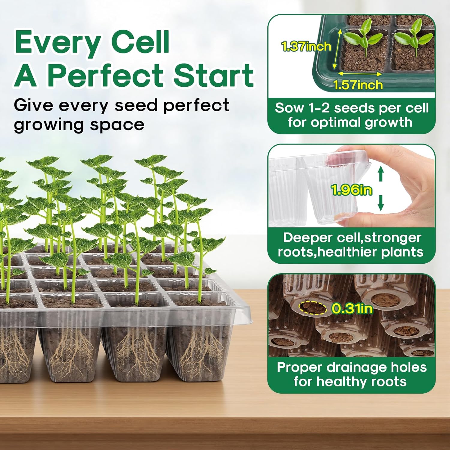 Seed Starter Tray with Grow Light,2 Pack 80 Cells Seedling Tray Kit with Humidity Dome/Indoor Plant Starter Kit