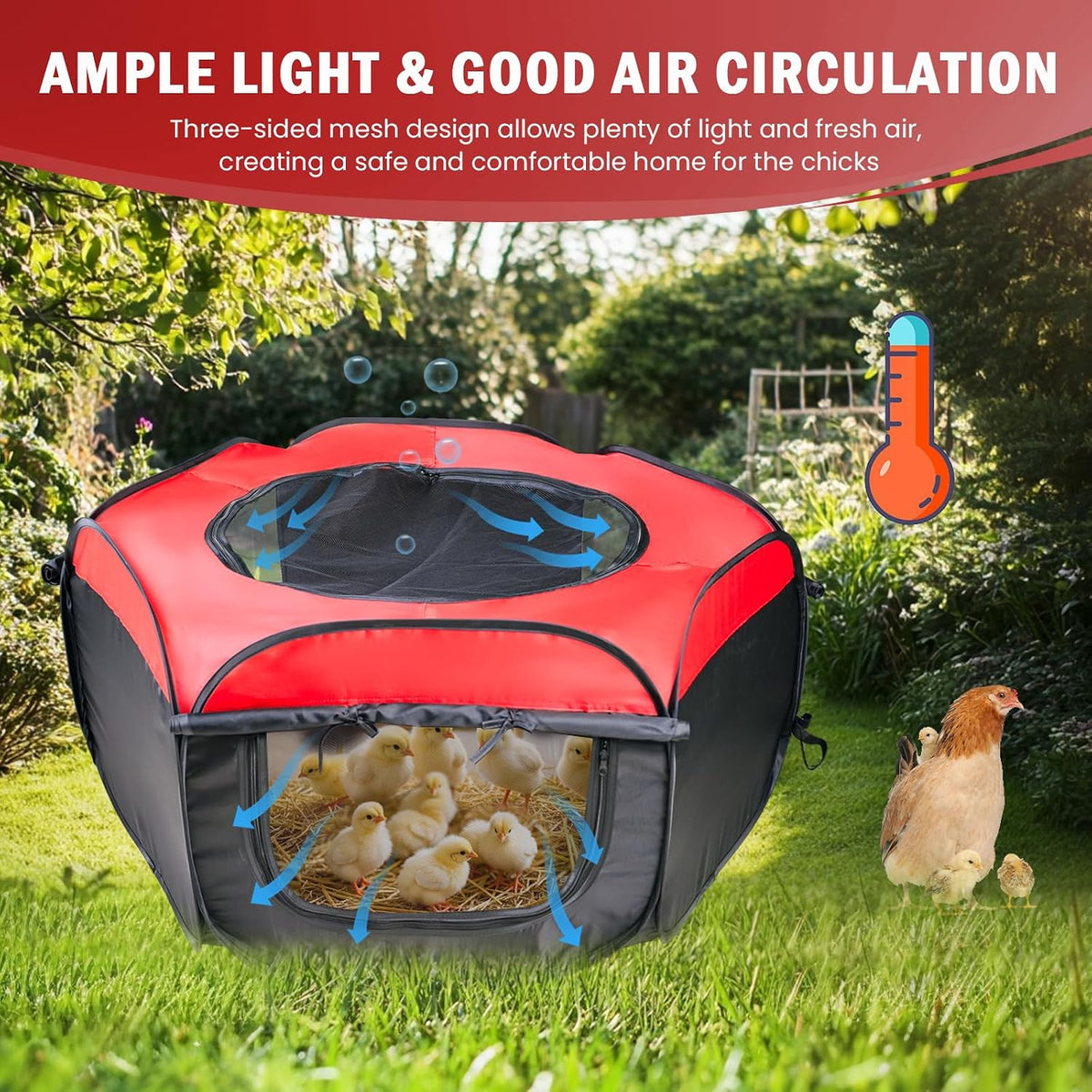 Brooder Box for Chick Starter Kit, Chicken Brooder Up to 15 Chicks