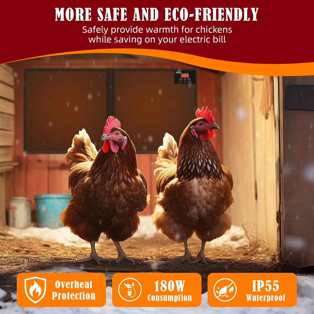 Chicken Coop Heater for Winter with Remote APP Control, 30''x12'' Large Foldable Chicken Heaters Warmer Inside Coop