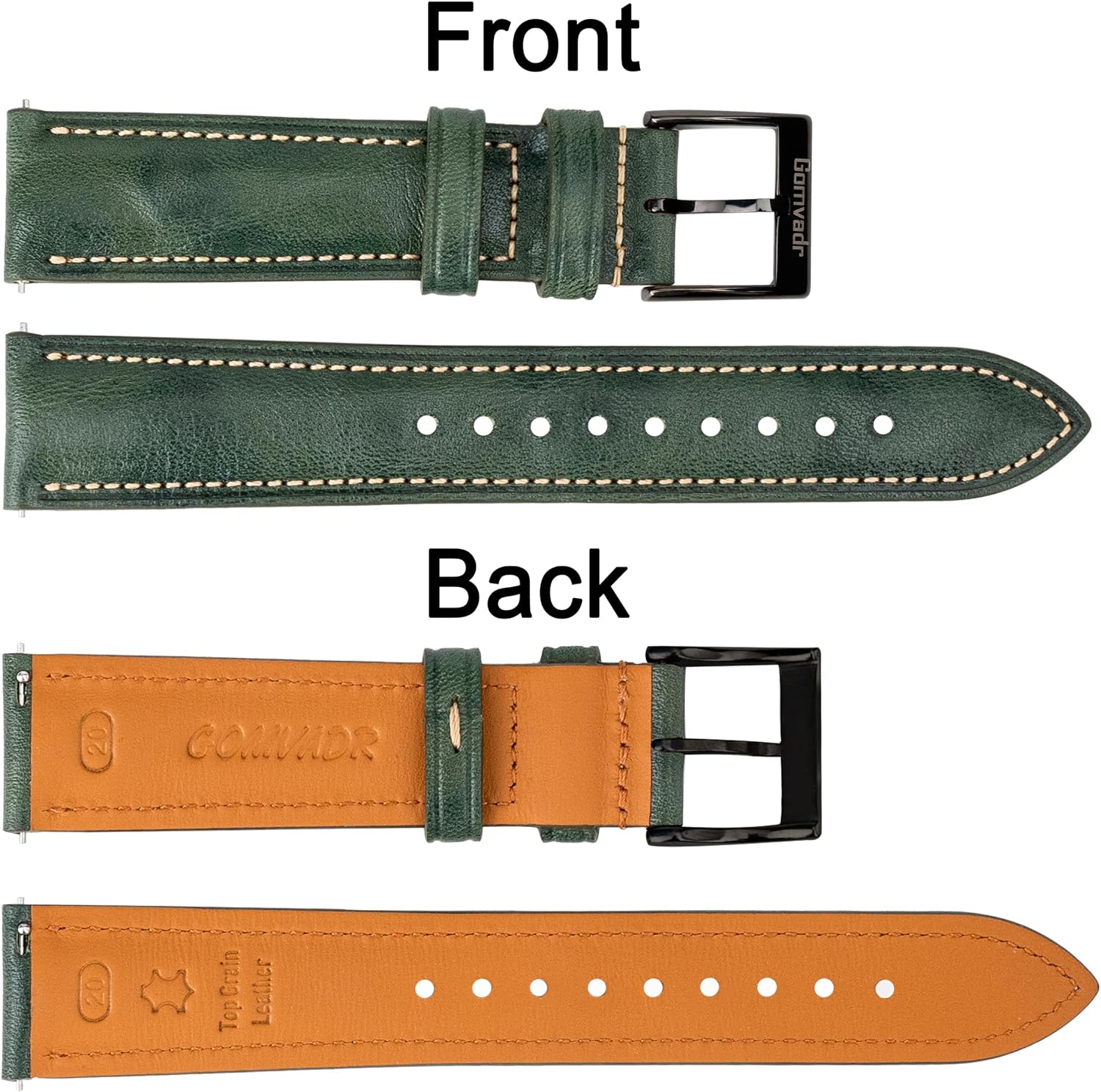 20mm Leather Watch Strap Watch Band for Men, Two Tone Oil-tanned Top Grain Leather Watch Straps 18mm 20mm 21mm 22mm