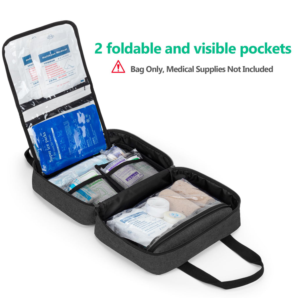 Empty First Aid Kits Case, Portable Emergency Kit Organizer, Black