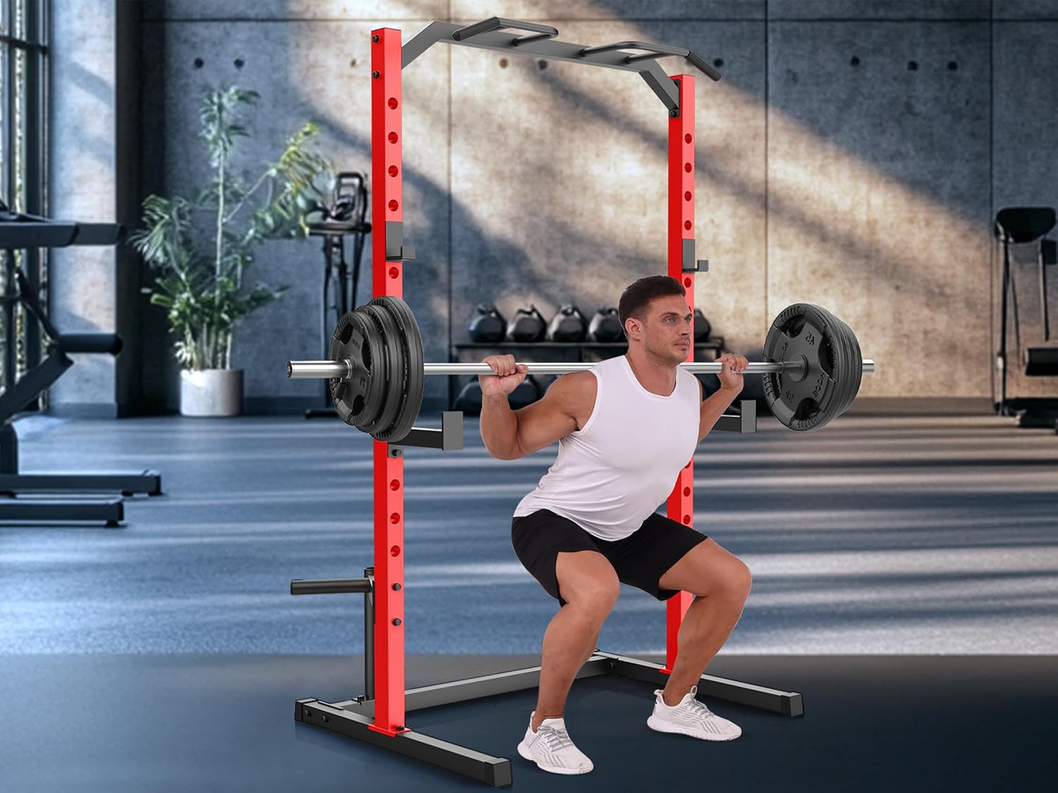 Squat Rack Power Cage for Home Gym | Squat Rack with Pull-up Bar, J-Hooks, More Training Attachment for Home Gym