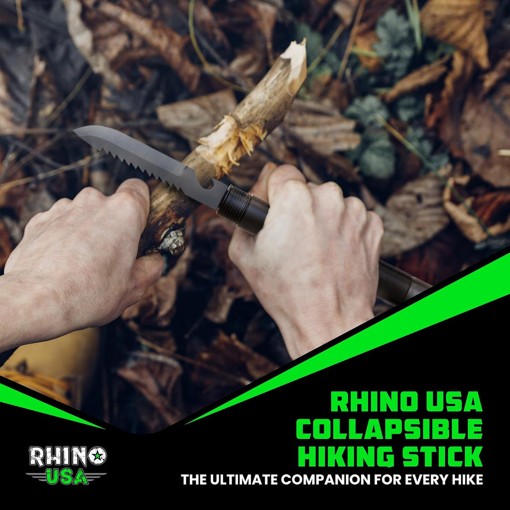 Tactical Hiking Stick with Integrated Survival Kit – Essential Camping Gear for Hiking & Trekking – Durable Tactical